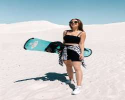 The star enjoyed sand boarding in Cape Town, South Africa in February 2020.